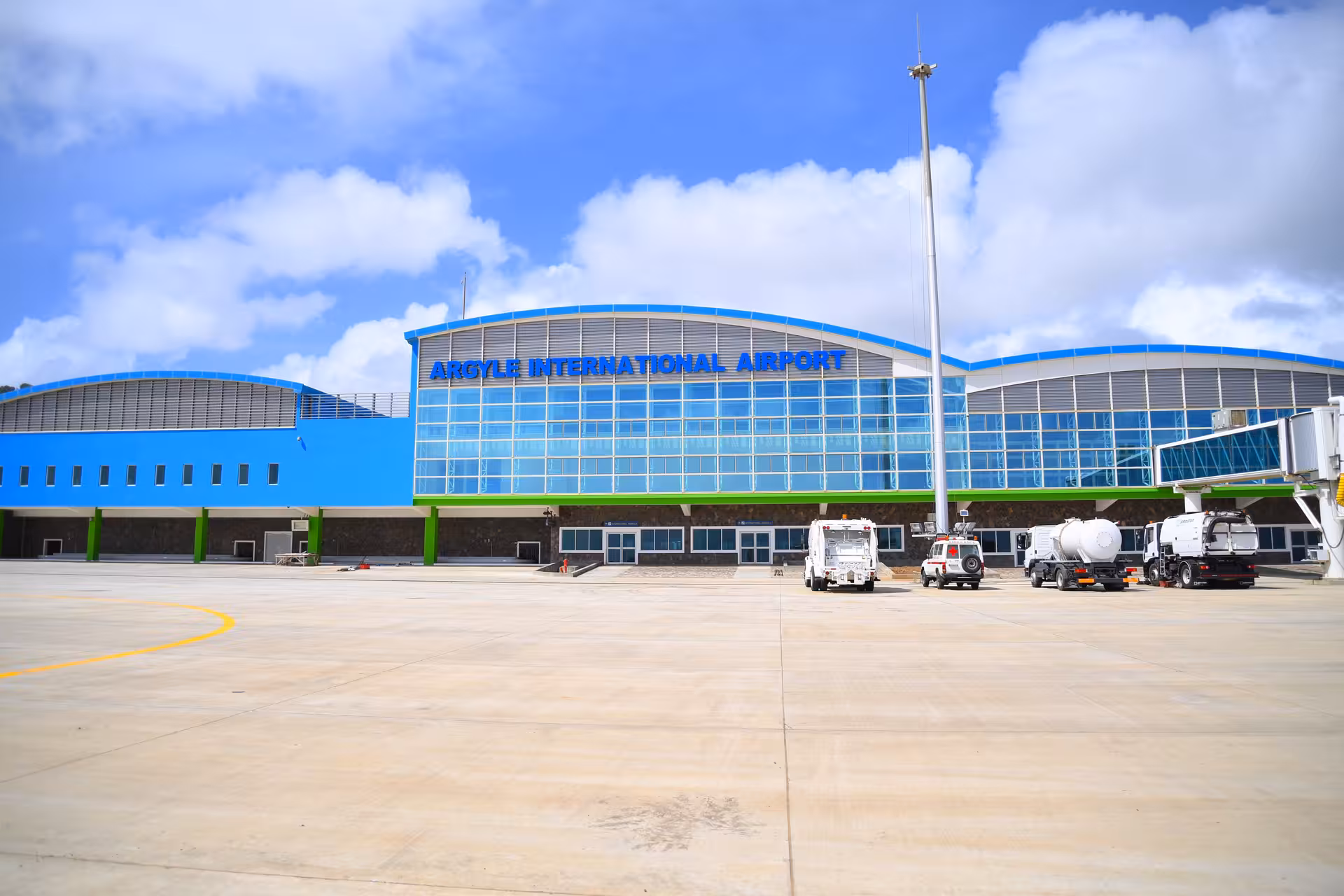 Argyle International Airport terminal and roadway
